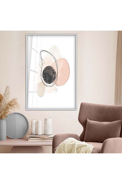 Zevahir Mobilya Dekorasyon Model geometric cu cadru metalic argintiu Desen modern Pictură din sticlă irezistibilă