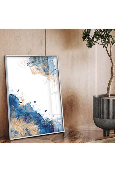 Zevahir Mobilya Dekorasyon Tema abstractă cu cadru metalic argintiu Desen modern Pictură pe sticlă irezistibilă