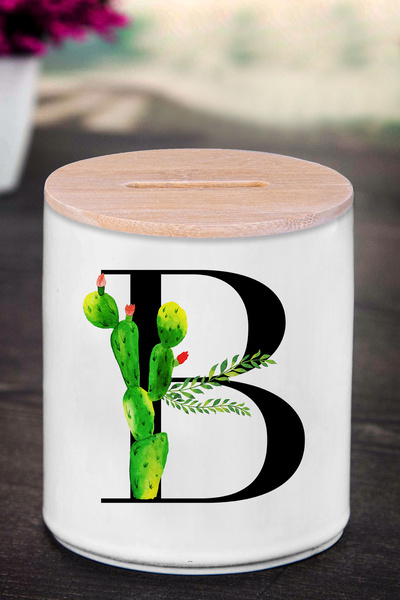 yhfoto B Harfli Kumbara (SERAMİK) - Kaktüs B - K161