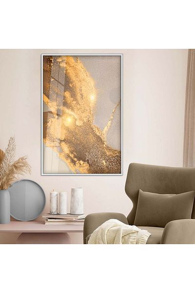 Zevahir Mobilya Dekorasyon Tema abstractă cu cadru metalic argintiu Desen modern Pictură pe sticlă irezistibilă