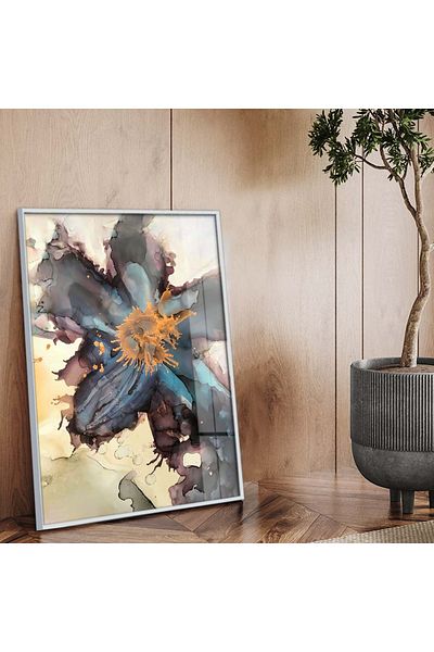 Zevahir Mobilya Dekorasyon Tema abstractă cu cadru metalic argintiu Desen modern Pictură pe sticlă irezistibilă