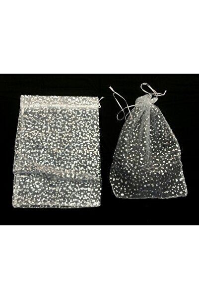 yörük tuhafiye Tül Kese ,Gümüş Puanlı (50 Adet ) (24X34 CM) Çeyiz , Dügün Havlu Boy. Hediyelik, Bohça Boy