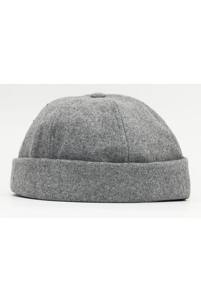şapkadan Men's Street Style Wool Brimless Hat Docker Cap