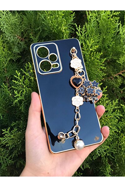 Aksesuarda Moda XİAOMİ Redmi NOTE 12 PRO 5G Uyumlu Çiçekli Taşlı Incili El Ge...