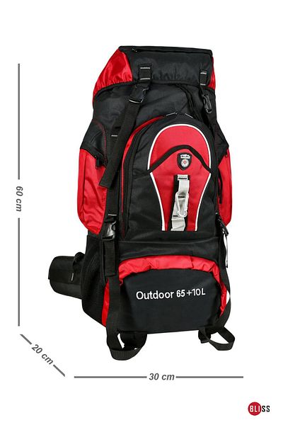 Bliss Professional Red 65+10 Liter Water Resistant Mountaineer & Camping Bag with Back Support