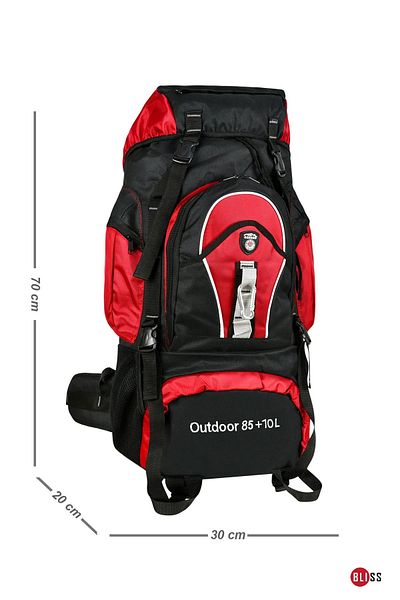 Bliss Professional Red 85+10 Liter Water Resistant Mountaineer & Camping Bag with Back Support