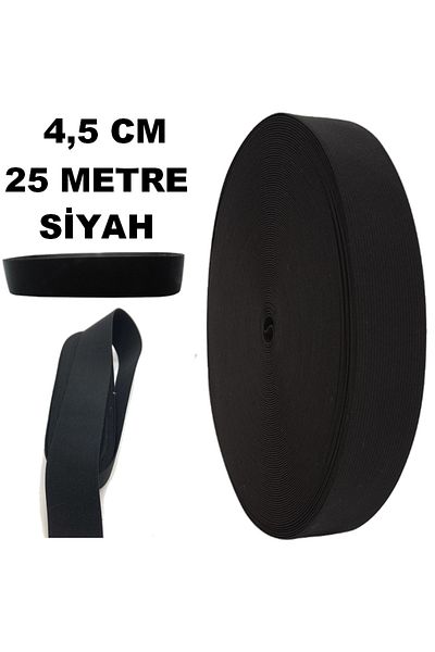 mrtbilisim منتج لاتكس أسود بطول 25 مترًا - خصر مطاطي عريض وحاشية مطاطية، 4.5 سم