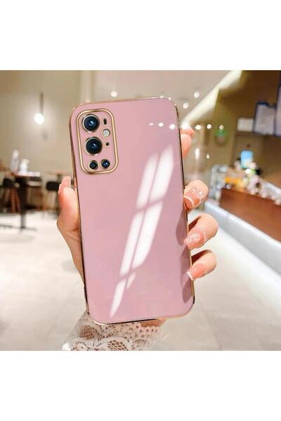 Rivor One Plus 9 Pro Uyumlu Kılıf Parlak Kenarı Altın İşlemeli Kamera Korumal...