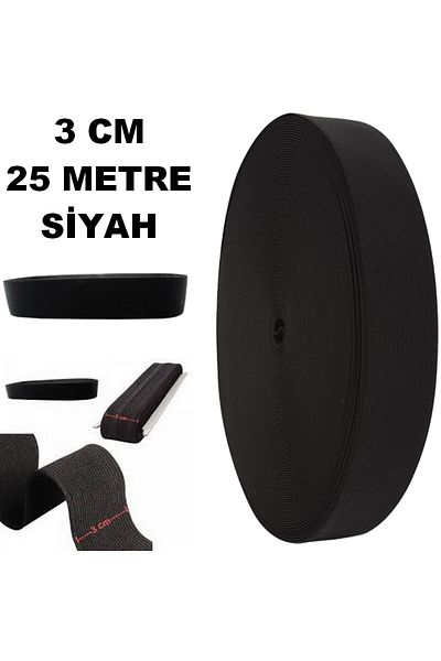 mrtbilisim 25 Meters Black Frost Leg Rubber - Quality Flat Wide Latex 3 cm