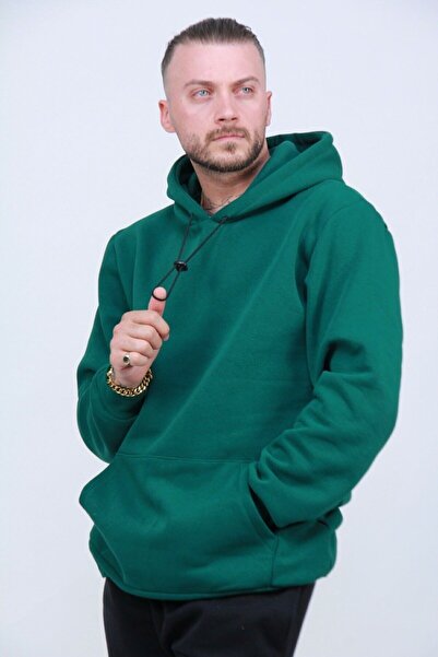 Adrift Unisex zelena majica sa tri niti Flis paketa Düzsweatshirt5655 DÜZSWEA...