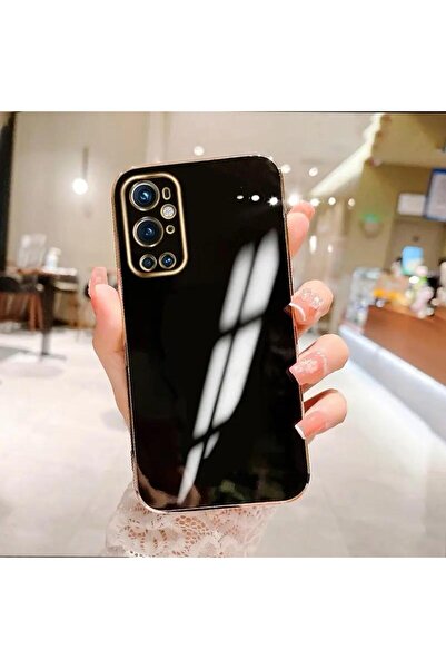 Rivor One Plus 9 Pro Uyumlu Kılıf Parlak Kenarı Altın İşlemeli Kamera Korumal...