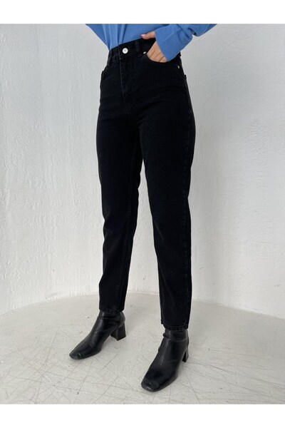 Trn JNS Candel Μαύρο Ανεξίτηλο Mom Jean Γυναικείο Boyfriend Υψηλόμεσο Power Lycra