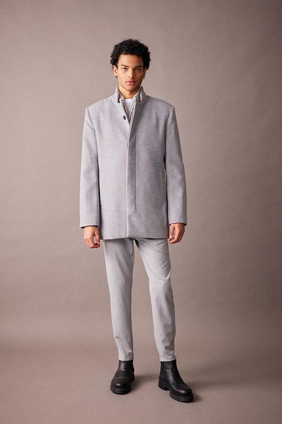 DeFacto Stamped Slim Fit Coat - Stand Collar, Button Pocket, Lined, N5811Az23Au