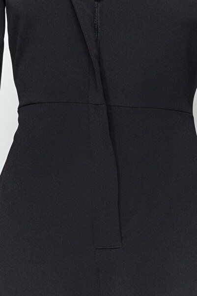 Trendyol Collection Black Belted Jacket Límec Zip Detailní Mini tkaný overal TWOAW24TU00034