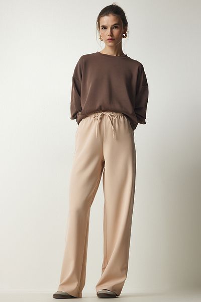 Happiness İstanbul Women's Cream Pocket Tracksuit Pants UB00193