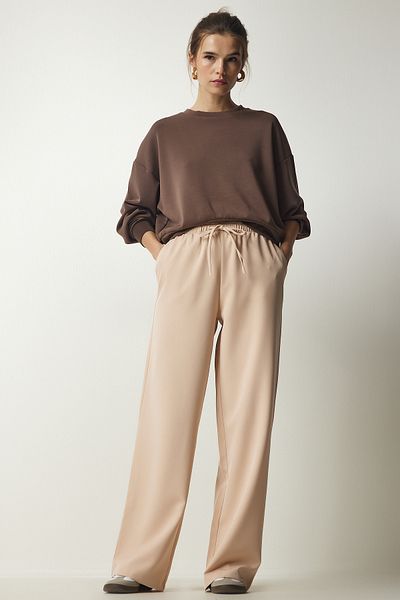 Happiness İstanbul Women's Cream Pocket Tracksuit Pants UB00193