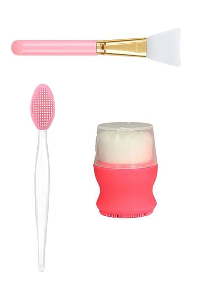 Nofella 3-Piece Care Set; Handleless Facial Cleansing Brush + Exfoliating Brush + Mask Peeling & Applying Apparatus