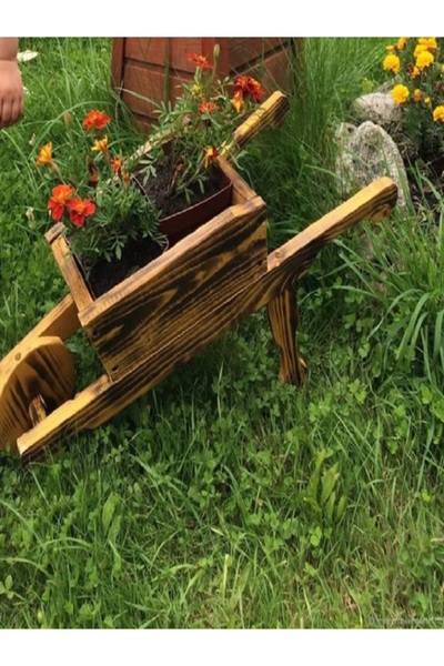 w & s Woodysharky AHŞAP TEK TEKER SAKSI EL ARABASI