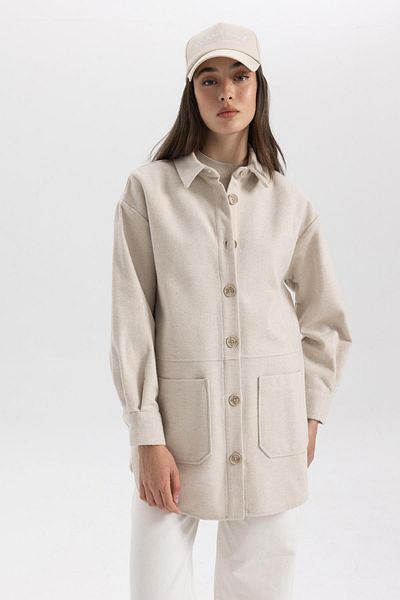DeFacto Relax Fit Gabardine Long Sleeve Shirt Tunic B0285ax23wn