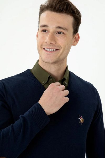 U.S. Polo Assn. БАЗА. Polo Assn. Мъжки тъмносин базов пуловер G081SZ0TK.000.1629687.VR033