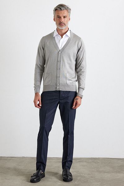 Livio Ferri Men's Standard Fit Regular Cut Pocket Cardigan Knitwear Sweater