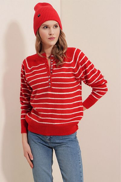 Lucax Striped-Buttoned women's sweater