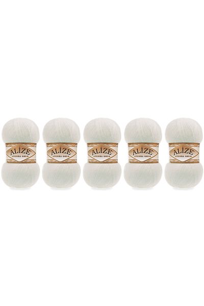 Alize Angora Gold Νήματα Πλεκτομηχανής Χεριών 100 gr 5 Τεμάχια Χρώμα 450 Εκρού