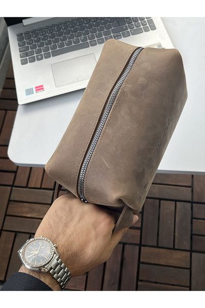 DERKON BUSY CRAZY BROWN 100% GENUINE LEATHER HANDBAG