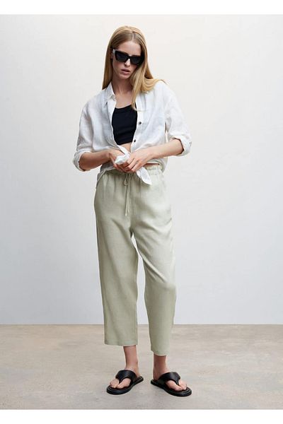 MANGO Woman Pantaloni de jogger din in