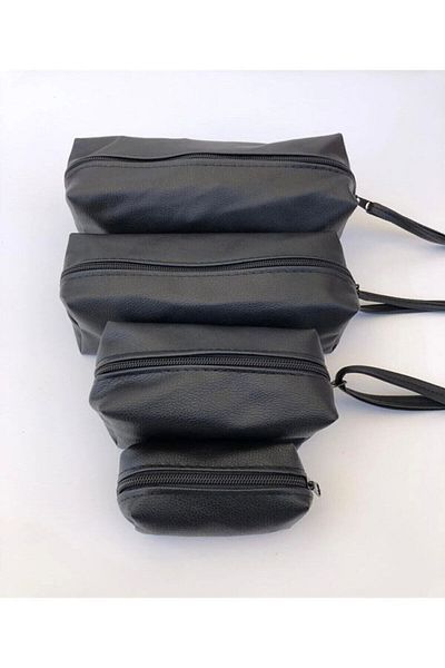 HaLVeY 4 Piece Makeup Bag Set Black