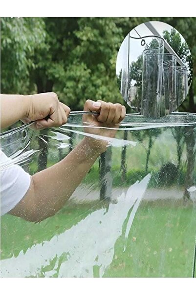 SMTOPRAKAVM 200X500cm Şeffaf Branda Kış Bahçe Perdesi 1mm Kapsüllü