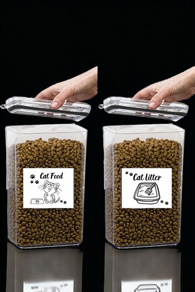 Comprox 2pcs 2.9lt + 2.9lt Cat Dog Dry Food Sand Storage Container Box Set