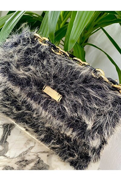 LOURENZA SAMUR KÜRK PELUŞ ÖRGÜ ÇANTA (19/25/5)