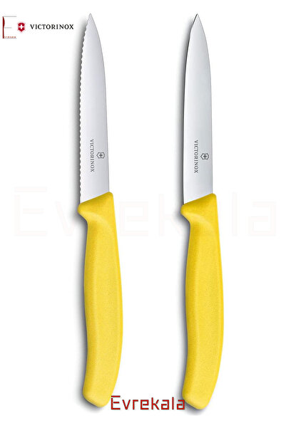 Victorinox Evrekala Shop Büyük Bıçak Seti 11 Cm Sarı Tırtıklı Ve Düz Bıçak