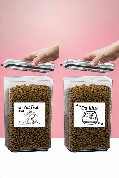 Comprox 2pcs 2.9lt + 2.9lt Cat Dog Dry Food Sand Storage Container Box Set