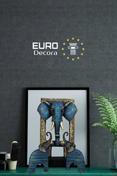 Euro Decora Dekoratif FİL 3'lü Set Polyester Biblo Büyük 36 cm Küçük 17.5 cm