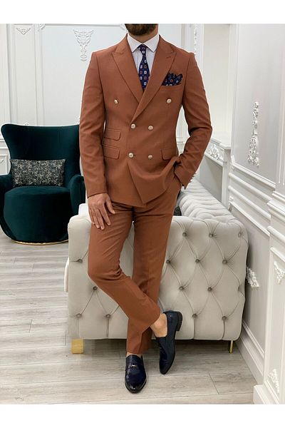 LONATOLİA Costum la două piepte pentru bărbați, cu guler în coadă de rândunică, cu tăietură italiană, jachetă slim fit, vestă, pantaloni, gresie