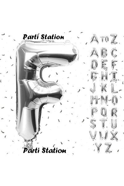Parti Station Silver Color Letter Foil Balloon Letter F Large Size 100 cm 1 Meter Helium Flying Foil Balloon 40" Inch 1 Piece