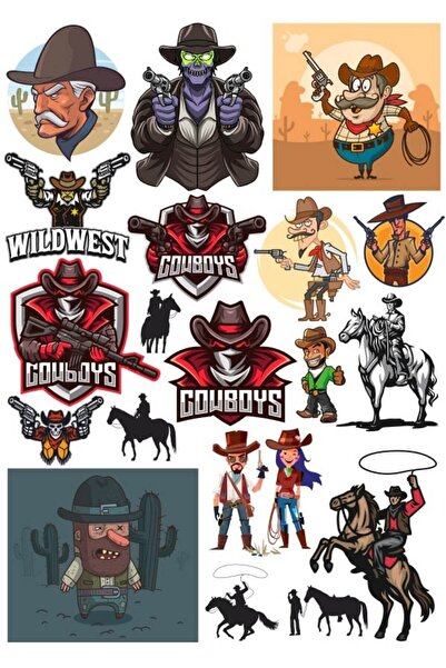 Reysa Tasarım مجموعة ملصقات رعاة البقر مكونة من 20 قطعة للهاتف والكمبيوتر الل...