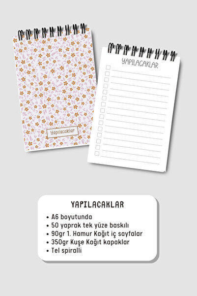 Eldesen Tasarım Do List A6 Notebook with Flexible Cardboard Cover, Mini Notebook