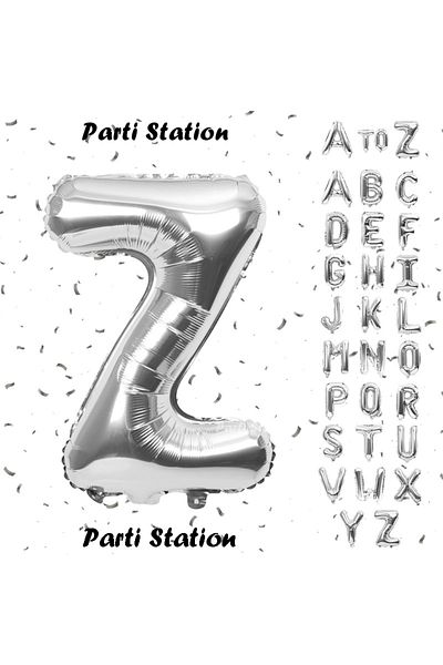 Parti Station Silver Color Letter Foil Balloon Letter Z Large Size 100 cm 1 Meter Helium Flying Foil Balloon 40" Inch 1 Piece