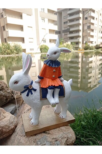 BilgeCe hoMe Tavşan üzerinde oturan tavşan Heykeli, Tavşan Biblosu, Sevimli T...