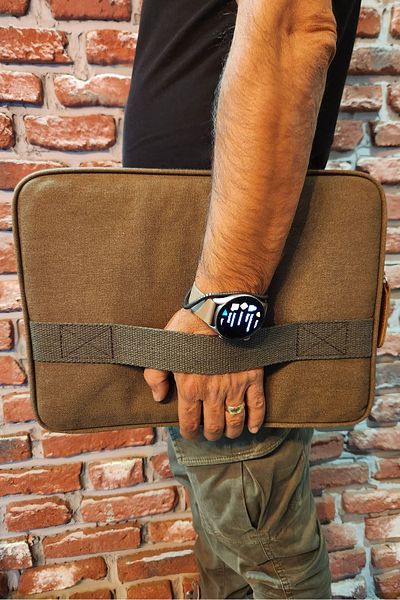 HNB Unisex Καμβάς Χακί Αδιάβροχη θήκη φορητού υπολογιστή 13 & 14 ιντσών