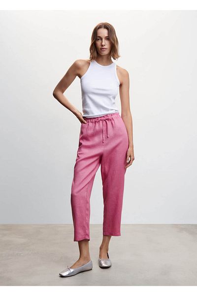 MANGO Woman Παντελόνι Jogger από λινό
