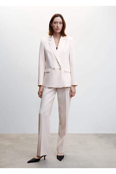 MANGO Woman Jachetă cu nasturi din material textil