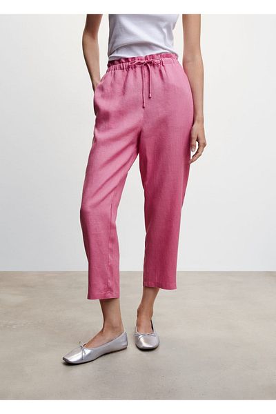 MANGO Woman Παντελόνι Jogger από λινό