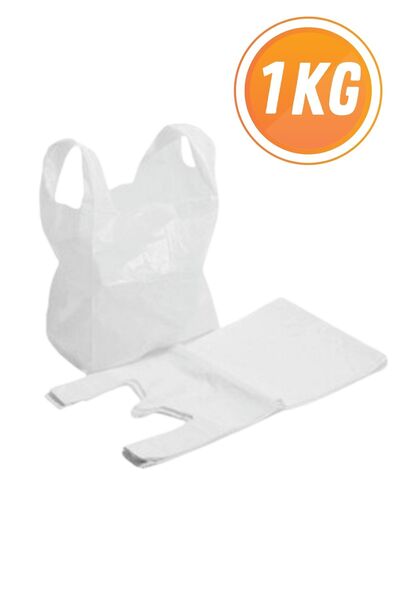 Eliz Party Kalın Beyaz Atlet Poşet Market Manav Poşeti Küçük Boy 25x45cm 1 Kg