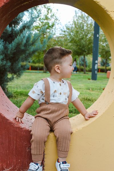gogo bici Strap Adjustable Knitwear Tights Salopette Jumpsuit Baby Kids Unisex