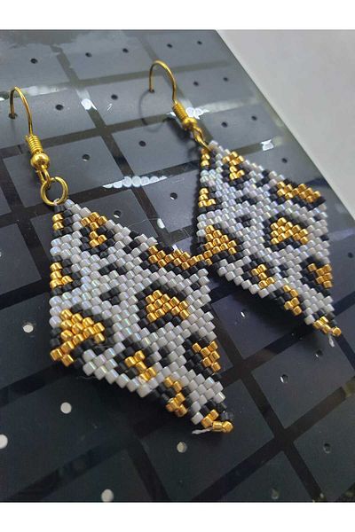 HAPPY HANDMADE Miyuki Leopard Pattern Earrings Beads