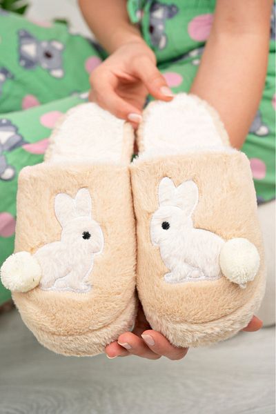 PANTOFİ SHOES Γυναικείες παντόφλες Dulce Rabbit Wool